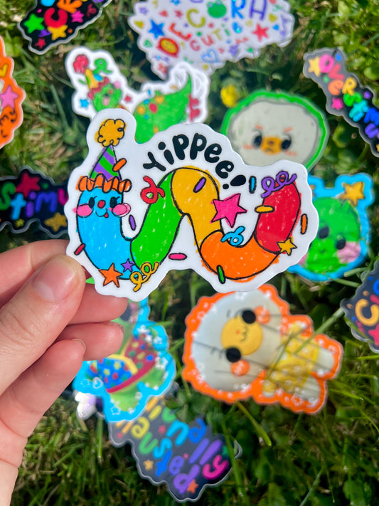 Yippee Worm Sticker