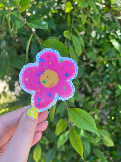 Pink Flower Holo sticker