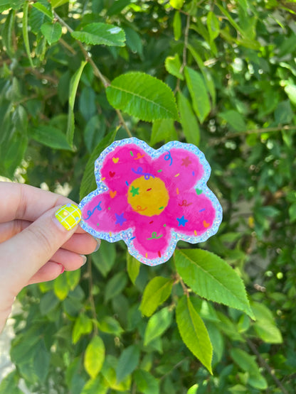 Pink Flower Holo sticker