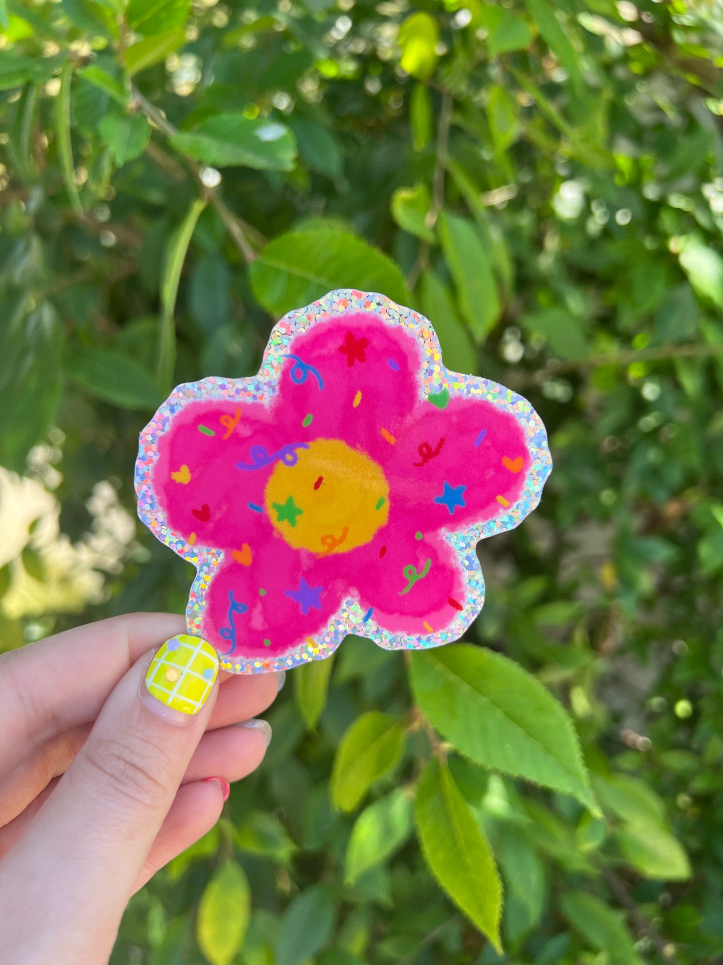 Pink Flower Holo sticker