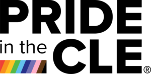 text that reads "Pride in the CLE" with a rainbow ribbon in the corner