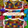 Puzzle Playmat mini Colorful puzzle playmat with two views labeled 'Front' and 'Back' on a background of colorful toys.