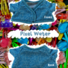 Pixel water mini Blue textured shirt with 'Front' and 'Back' labels on a colorful background