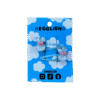 A pair of blue bunny cabochon with a pink bow on blue hairclips both on backing card that reads "Egglien"