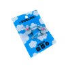 A pair of blue bunny cabochon with a pink bow on blue hairclips both on backing card that reads "Egglien"