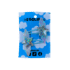 Holo Blue Hair Clip front A pair of holographic stars with wings on blue hairclips both on a blue backing card that reads "Egglien".