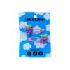 Pink grape hair clip front A pair of grape cabochons on pink hairclips both on blue backing cards that reads "Egglien"