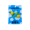 A pair of lemon resin cabochon on green hairclips both on backing card that reads "Egglien"