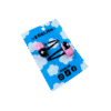 A pair of black and pink capsule cabochons on black hairclips both on blue backing card that reads "Egglien"