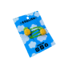 A pair of pineapple cabochons on green hairclips both on blue backing card that reads "Egglien"