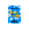 A pair of pineapple cabochons on yellow hairclips both on blue backing card that reads "Egglien"