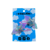 Pink Holographic Hair clip front A pair of holographic stars with wings on pink hairclips both on a blue backing card that reads "Egglien".