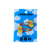 A pair of rubber duck cabochons on orange hairclips both on blue backing card that reads "Egglien"