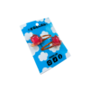 A pair of orangish red cuttlefish cabochons on orange hairclips both on a blue backing card that reads "Egglien"